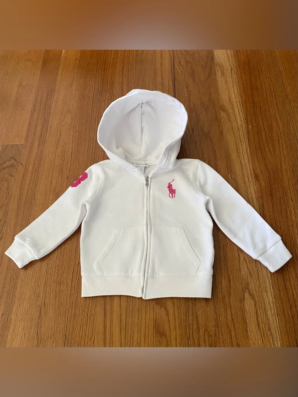 Ralph Lauren Hooded Zip Sweatshirt with Big Pink Pony